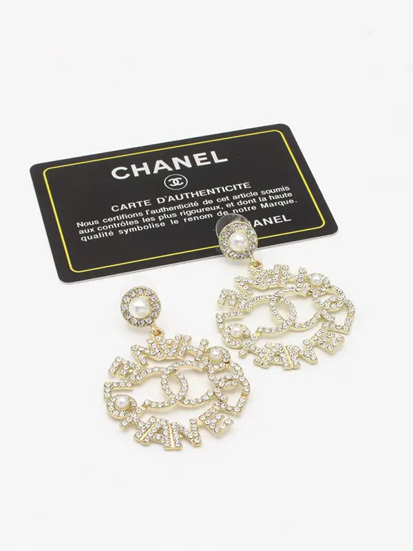 حلق شانيل كبير لولو وكريستال لوقو حلق chanel