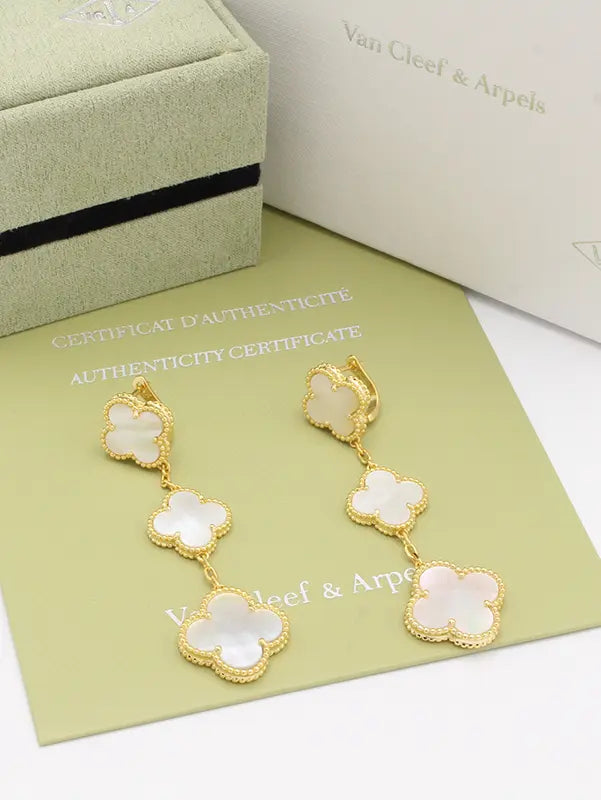 حلق فان كليف زركون طويل لوقو حلق van cleef