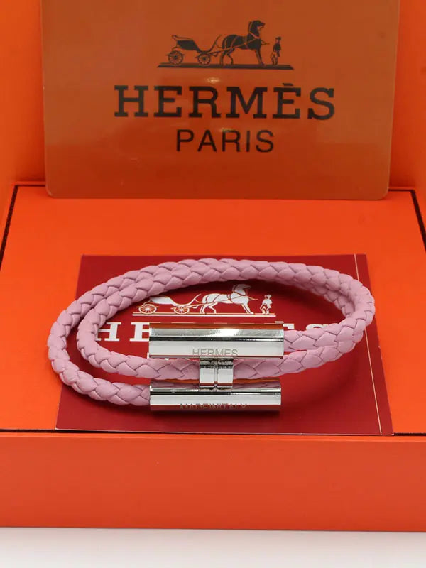 اسواره هيرمز لوقو نيو ليذر نسائي اسواره HERMES وردي فضي نسائي 17