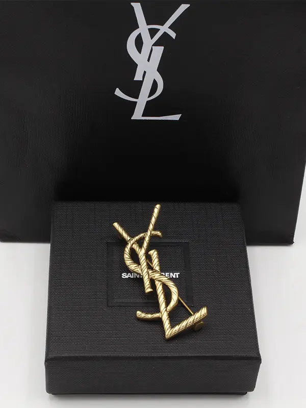 بروش ايف سان لوران انتيك مطفي بروش ysl ذهبي