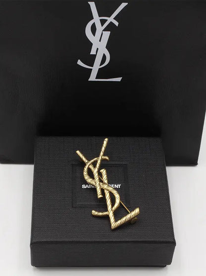 بروش ايف سان لوران انتيك مطفي بروش ysl ذهبي