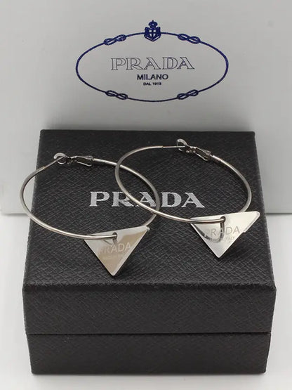 حلق برادا كبير سلفر لوقو حلق brada فضي