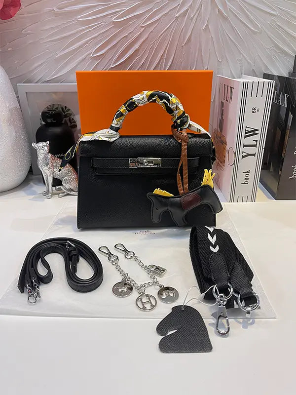 شنطة هيرمز سلفر وذ سكارف شنط وحقائب hermes bag اسود