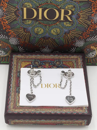 حلق ديور لوقو طويل كريستال حلق dior