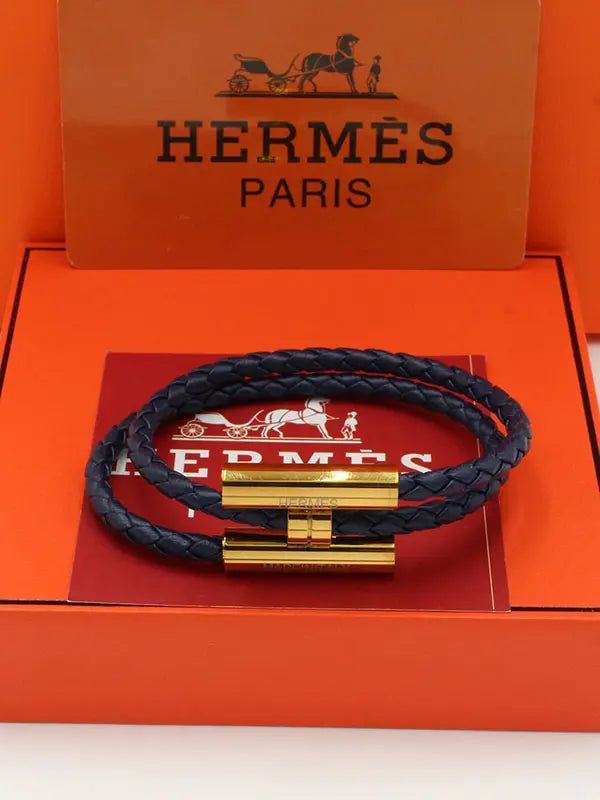 اسواره هيرمز لوقو نيو ليذر نسائي اسواره HERMES كحلي ذهبي نسائي 17