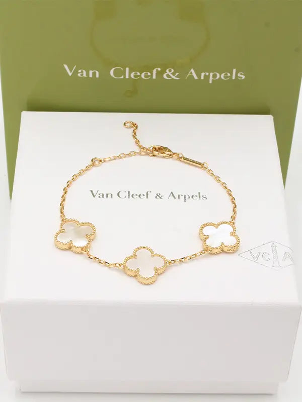 اسواره فان كليف ورود 729 اسواره van cleef ابيض ذهبي