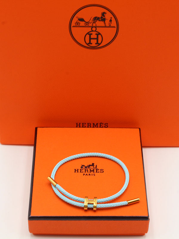 اسوارة هيرمز جلد اسود لوقو اسواره HERMES تركواز