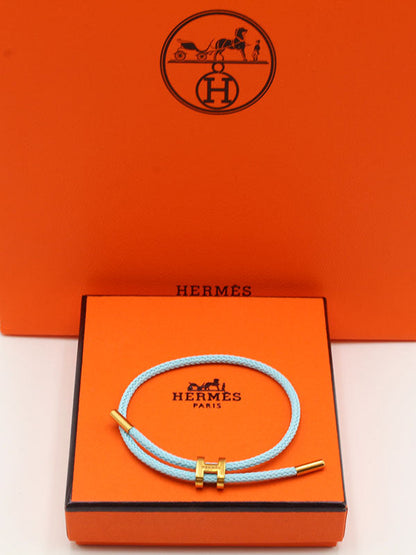 اسوارة هيرمز جلد اسود لوقو اسواره HERMES تركواز