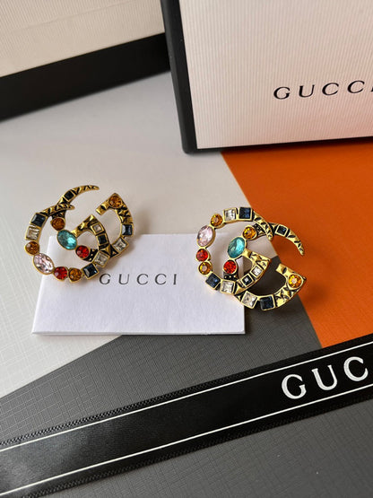 حلق قوتشي لوقو انتيك ملون حلق gucci  