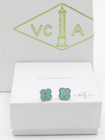 حلق فان كليف ستون لوقو حلق van cleef تيفاني فضي