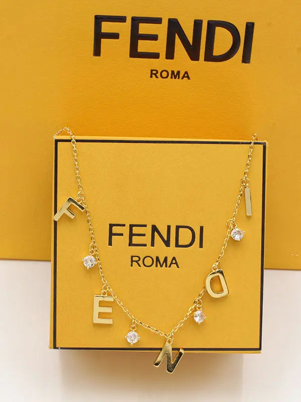 سلسال فندي زركون الجديد لوقو سلسال fendi ذهبي