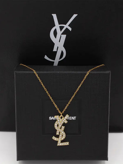 سلسال ايف سان لوران تعليقه زركون لوقو سلسال ysl ذهبي