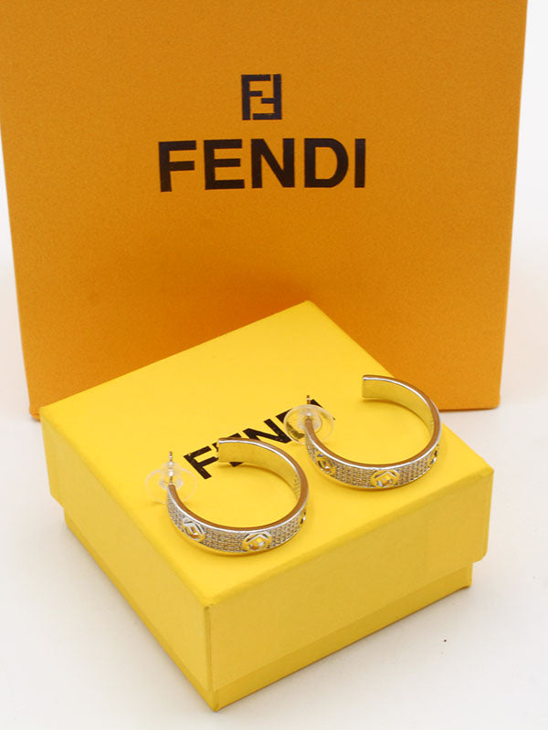 حلق فندي دائري زركون حلق fendi