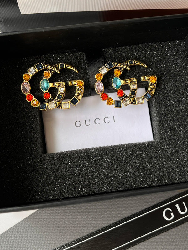 حلق قوتشي لوقو انتيك ملون حلق gucci  