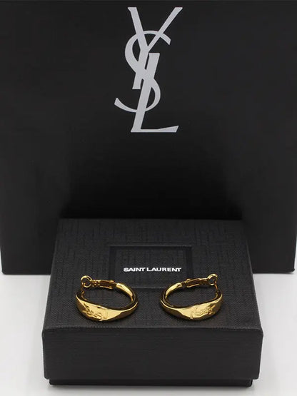حلق ايف سان لوران مدور ذهبي لوقو حلق ysl
