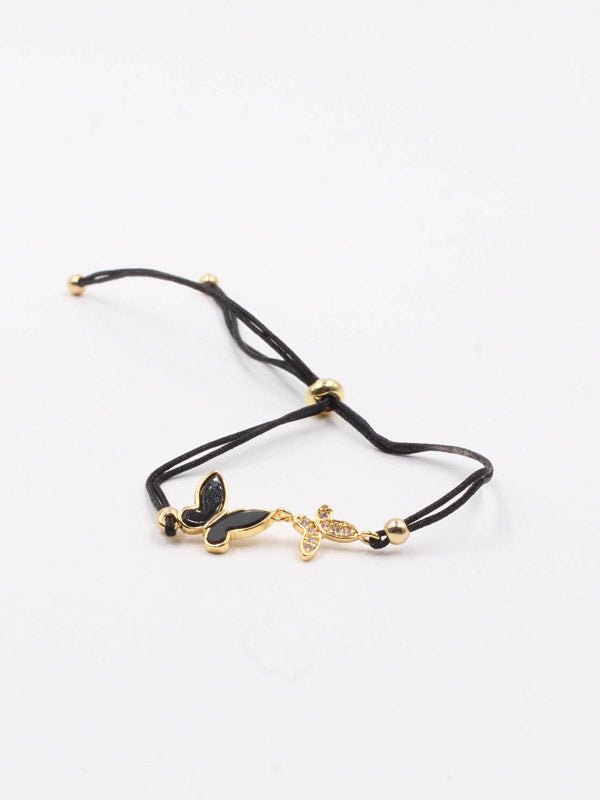 Butterfly bracelets Shell thread - أسواره فراشة خيط شيل اسواره Jewel أسود ذهبي