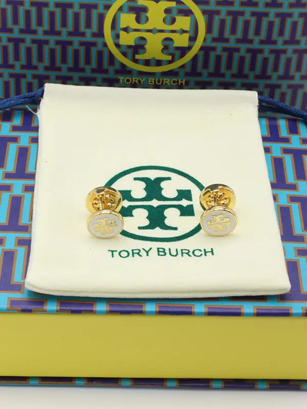 حلق توري بورش ابيض تو سايد لوقو حلق tory burch ذهبي