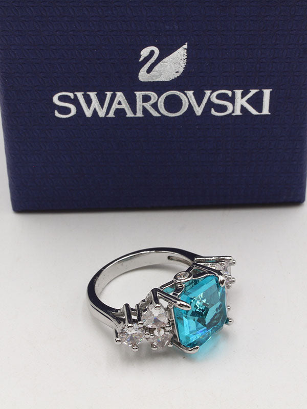 خاتم سواروفسكي بيق بلو سكوير خواتم Swarovski