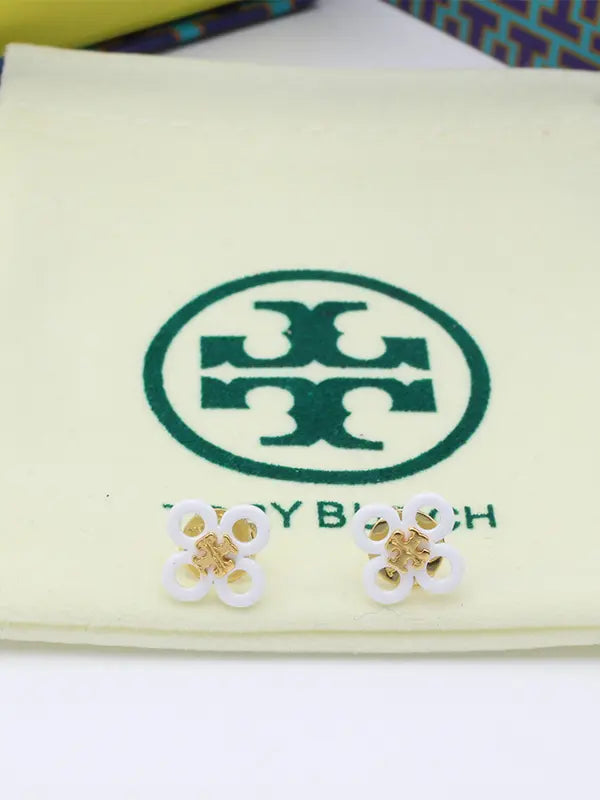 حلق توري بورش ابيض لوقو حلق tory burch