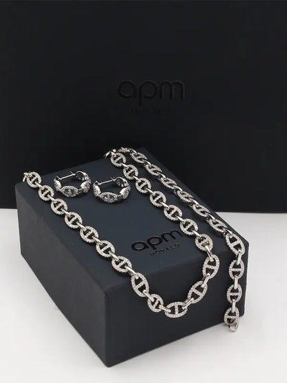 طقم apm زركون فضي لوقو اطقم APM