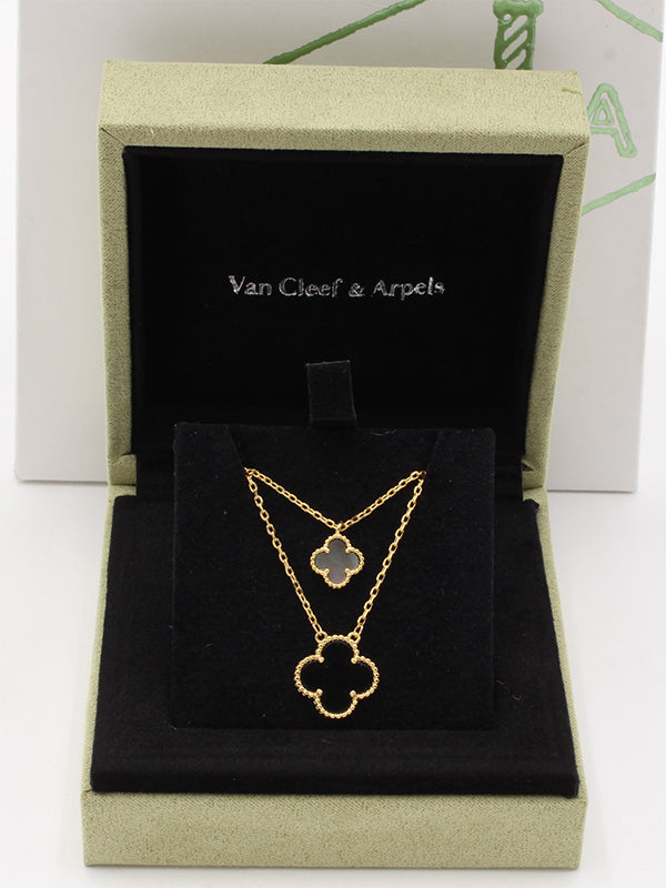 سلسالين فان كليف ورده كبيره وصغيرة ماستر سلسال van cleef اسود رمادي