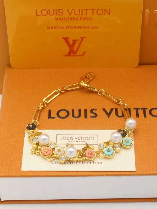 اساور لويس فيتون فلاور ملتي بيرل لوقو ماستر اسواره louis vuitton ذهبي