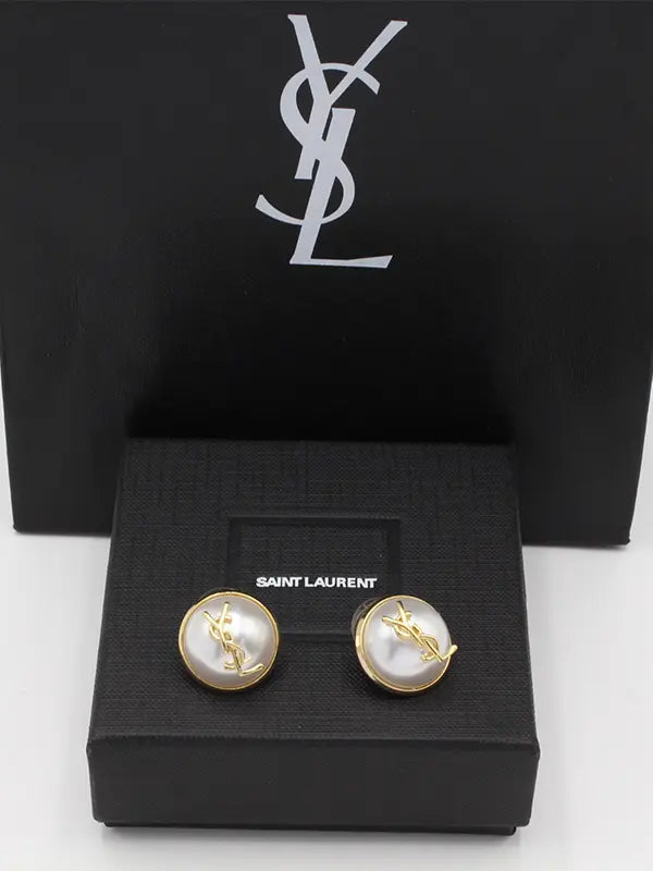 حلق ايف سان لوران بيرل لوقو قولد حلق ysl