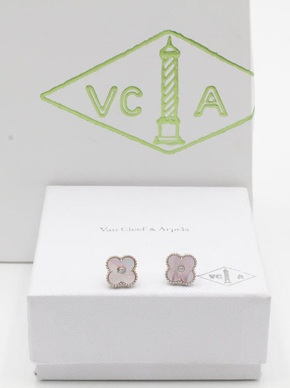 حلق فان كليف ستون لوقو حلق van cleef بينك فضي