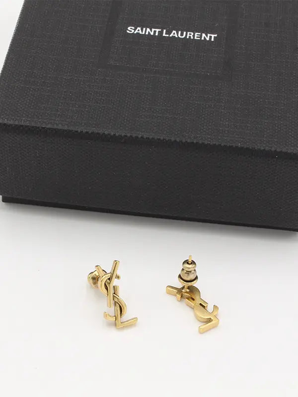 حلق ايف سان لوران برونزى صغير حلق ysl