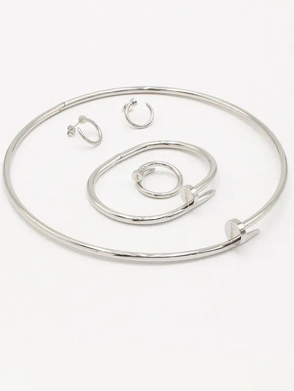طقم عقد كارتير ميتال 4 قطع لوقو اطقم CARTIER