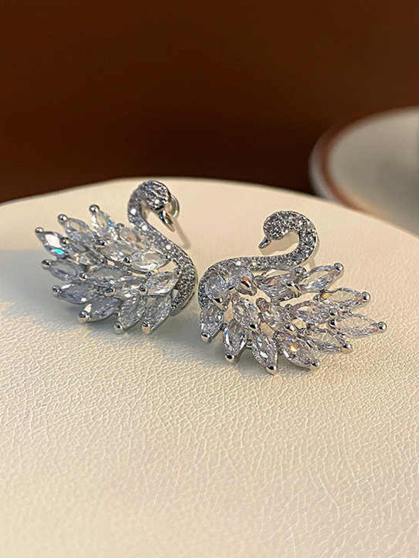 حلق سواروفسكي سوان فضي حلق Swarovski
