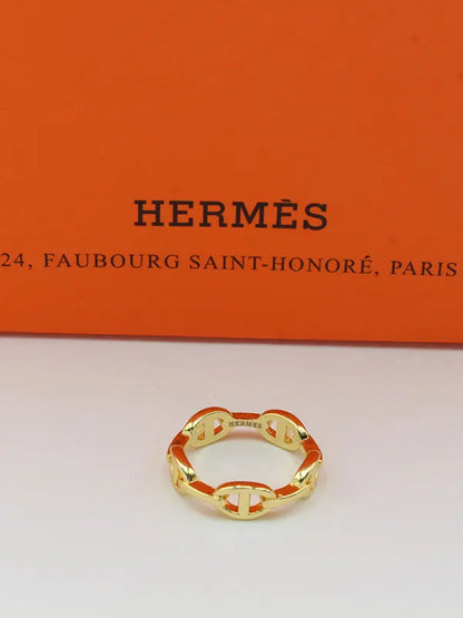 خاتم هيرمز ميتال لوقو SLIM خواتم HERMES ذهبي 6