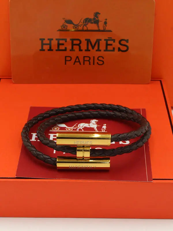 اسواره هيرمز لوقو نيو ليذر نسائي اسواره HERMES بني ذهبي نسائي 17