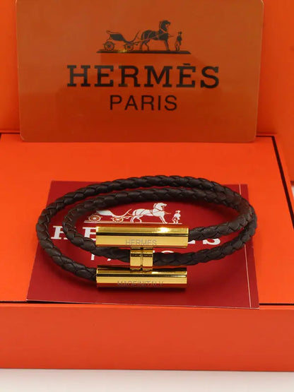 اسواره هيرمز لوقو نيو ليذر نسائي اسواره HERMES بني ذهبي نسائي 17
