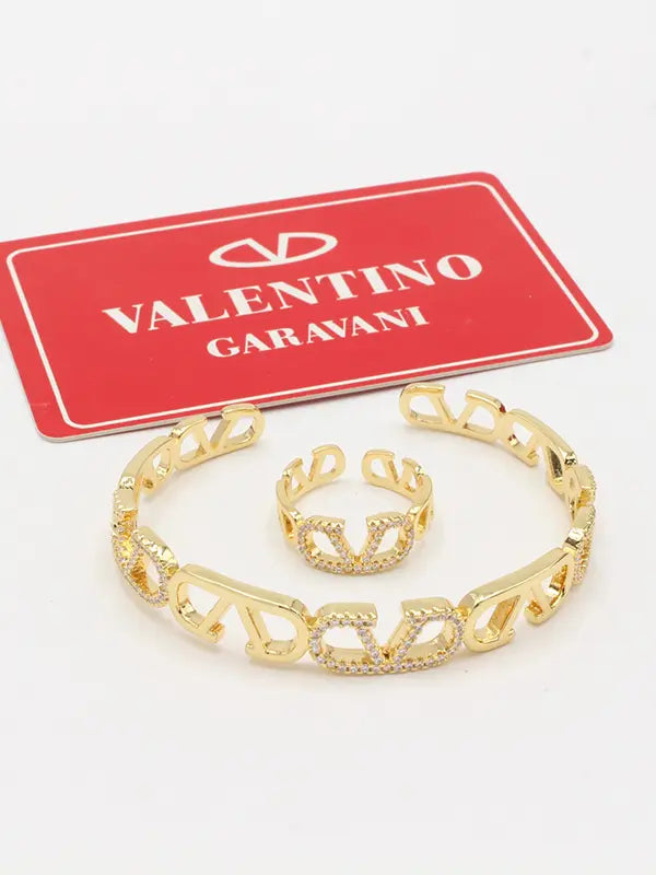 اساور وخاتم فالنتينو زركون 790 اسواره VALENTINO ذهبي