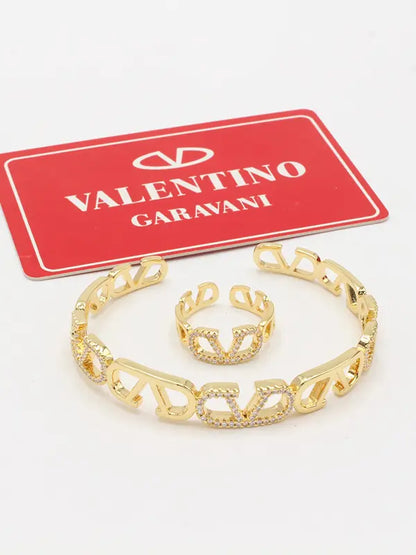 اساور وخاتم فالنتينو زركون 790 اسواره VALENTINO ذهبي