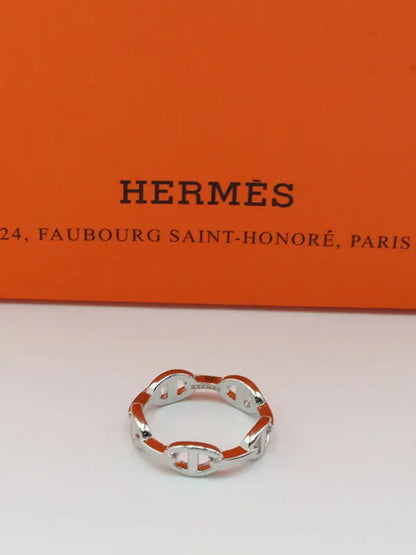خاتم هيرمز ميتال لوقو SLIM خواتم HERMES فضي 6