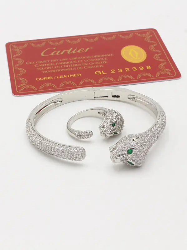 اساور وخاتم كارتير تايقر زركون 792 اسواره CARTIER فضي