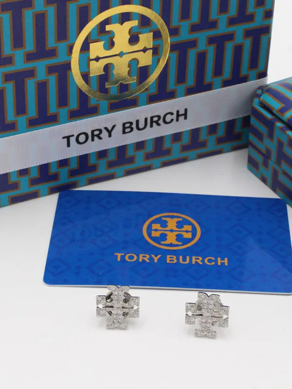 حلق توري بورش سمبل لوقو ماستر زركون حلق tory burch فضي
