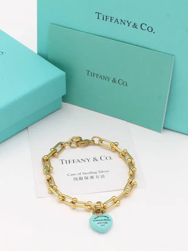 اسوارة تيفاني ميتال بلو هارت اسواره tiffany ذهبي