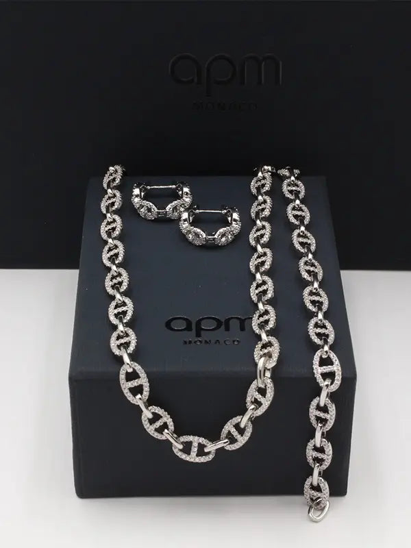 طقم apm زركون فضي لوقو اطقم APM فضي