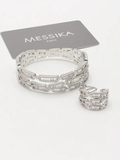 اسواره وخاتم ميسيكا زركون 788 اسواره messika فضي
