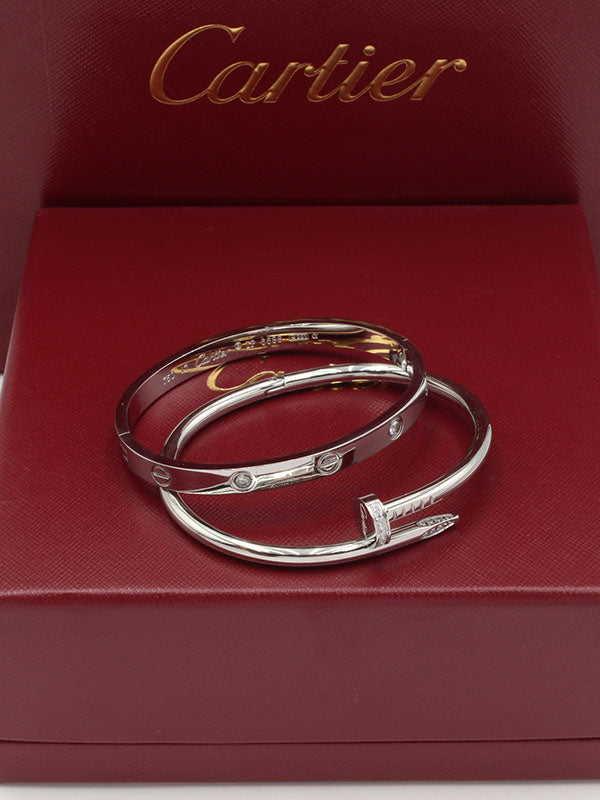 اسوارة كارتير مسمار مع اسواره لوف زركون اسواره CARTIER فضي نسائي مقاس 14