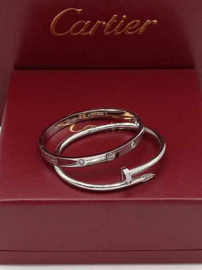 اسوارة كارتير مسمار مع اسواره لوف زركون اسواره CARTIER فضي نسائي مقاس 14