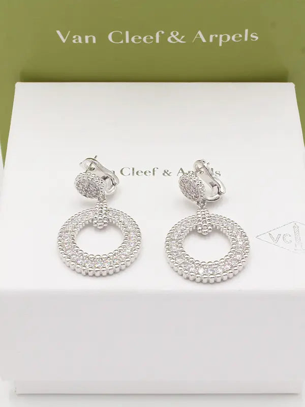 حلق فان كليف مدور زركون ماستر حلق van cleef فضي