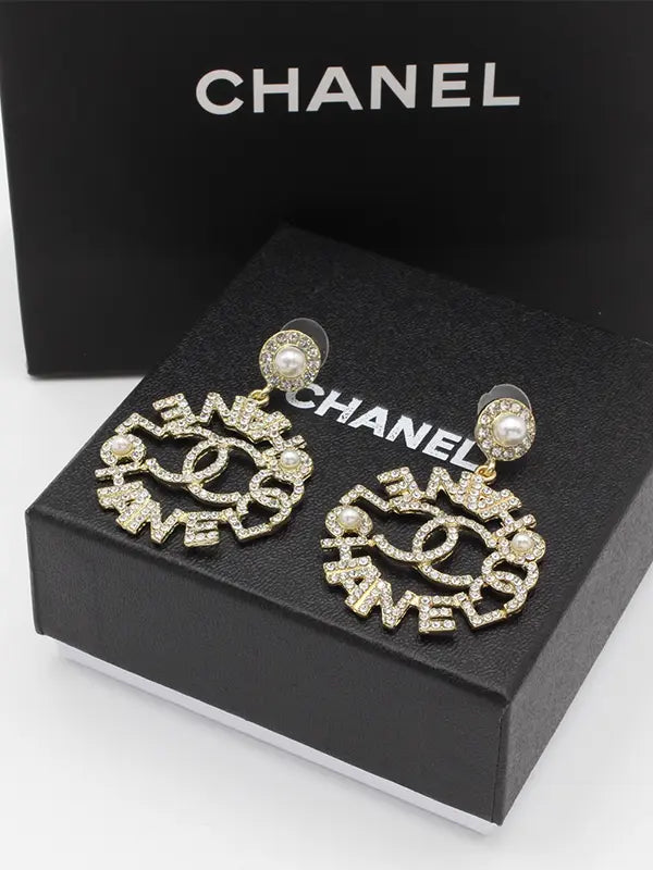 حلق شانيل كبير لولو وكريستال لوقو حلق chanel