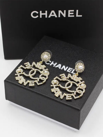 حلق شانيل كبير لولو وكريستال لوقو حلق chanel