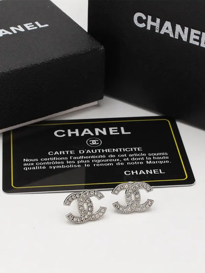 حلق شانيل زركون 575 حلق chanel فضي