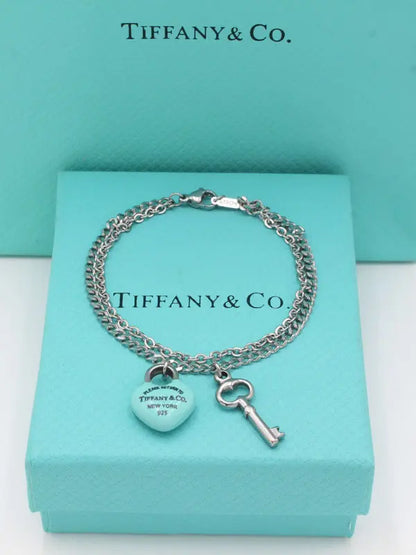 اسوارة تيفاني ميتال بلو هارت اند كي اسواره tiffany فضي