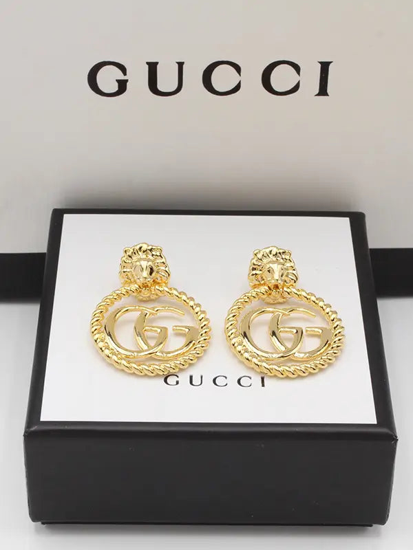 حلق قوتشي انتيك مدور كبير حلق gucci